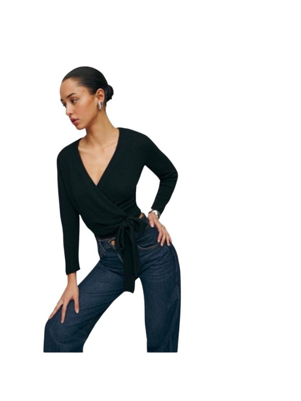 Reformation Jeans Relaxed Cashmere Wrap Black Size S Minimalist Classic Luxury
